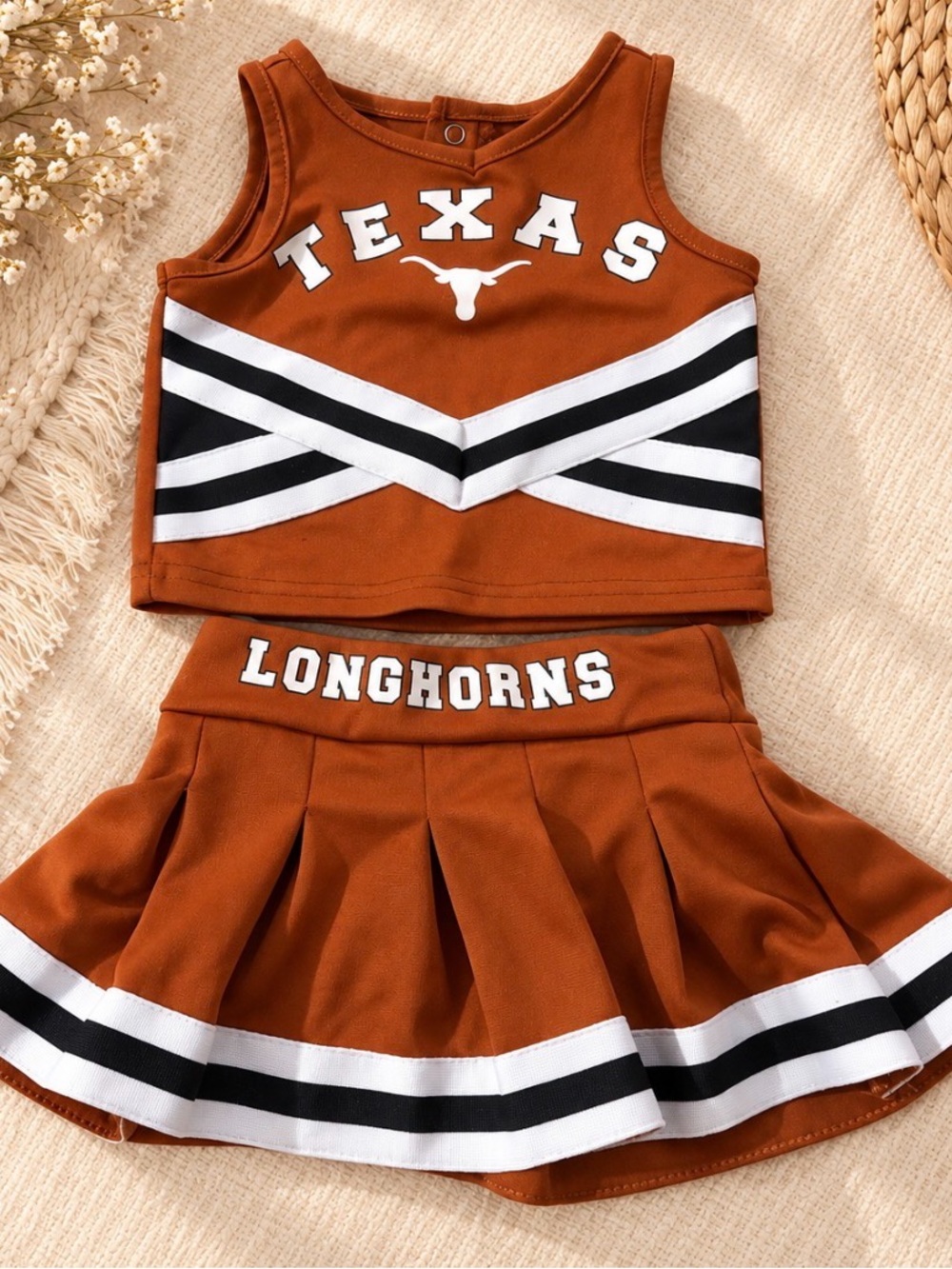 Colosseum Girls Burnt Orange & Black Texas Longhorns Cheer Set